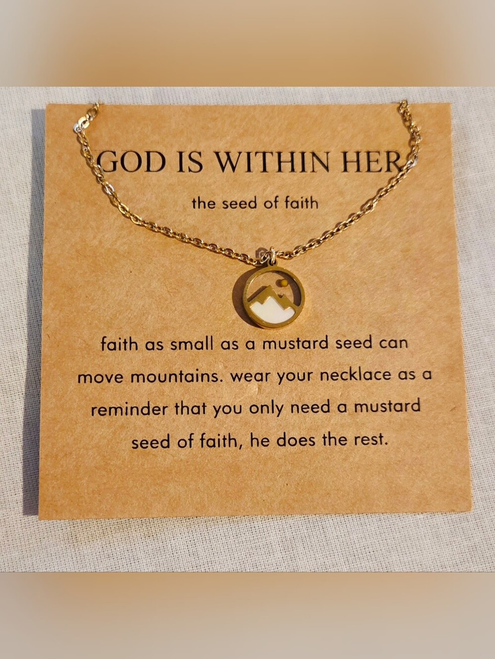 Gold Mountain Pendant Necklace - God Is Within Her Faith Collection